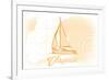 Virginia - Sailboat - Yellow - Coastal Icon-Lantern Press-Framed Art Print