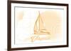 Virginia - Sailboat - Yellow - Coastal Icon-Lantern Press-Framed Art Print