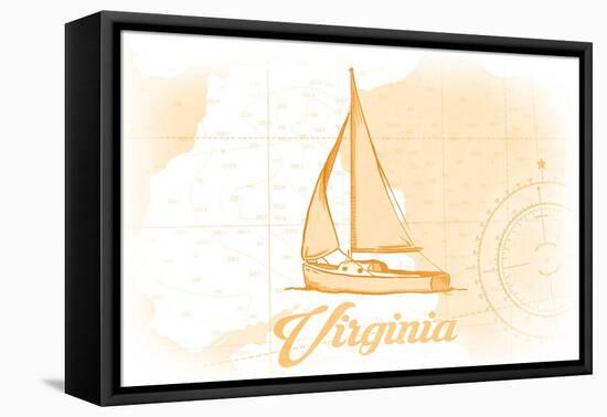 Virginia - Sailboat - Yellow - Coastal Icon-Lantern Press-Framed Stretched Canvas