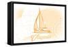 Virginia - Sailboat - Yellow - Coastal Icon-Lantern Press-Framed Stretched Canvas