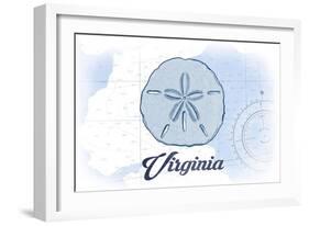 Virginia - Sand Dollar - Blue - Coastal Icon-Lantern Press-Framed Art Print