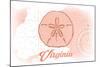 Virginia - Sand Dollar - Coral - Coastal Icon-Lantern Press-Mounted Art Print