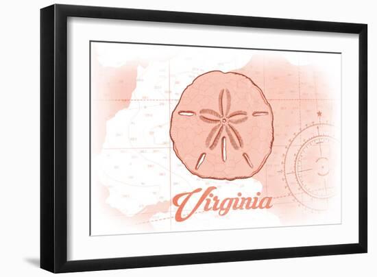 Virginia - Sand Dollar - Coral - Coastal Icon-Lantern Press-Framed Art Print