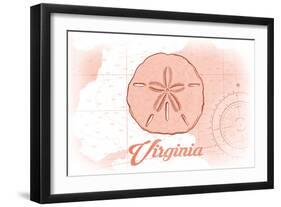 Virginia - Sand Dollar - Coral - Coastal Icon-Lantern Press-Framed Art Print