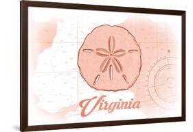 Virginia - Sand Dollar - Coral - Coastal Icon-Lantern Press-Framed Art Print