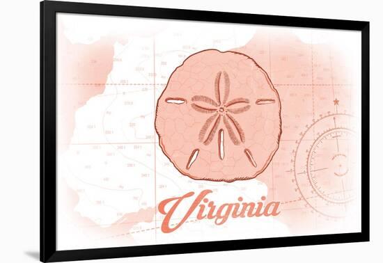 Virginia - Sand Dollar - Coral - Coastal Icon-Lantern Press-Framed Art Print