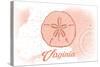 Virginia - Sand Dollar - Coral - Coastal Icon-Lantern Press-Stretched Canvas