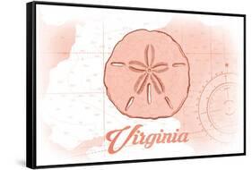 Virginia - Sand Dollar - Coral - Coastal Icon-Lantern Press-Framed Stretched Canvas