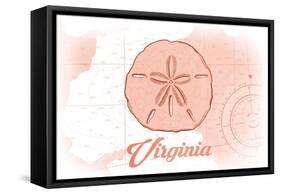 Virginia - Sand Dollar - Coral - Coastal Icon-Lantern Press-Framed Stretched Canvas