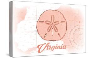 Virginia - Sand Dollar - Coral - Coastal Icon-Lantern Press-Stretched Canvas