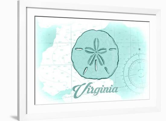 Virginia - Sand Dollar - Teal - Coastal Icon-Lantern Press-Framed Premium Giclee Print
