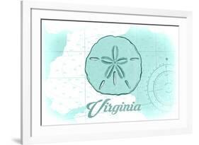 Virginia - Sand Dollar - Teal - Coastal Icon-Lantern Press-Framed Premium Giclee Print