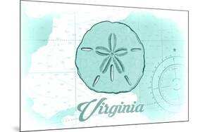 Virginia - Sand Dollar - Teal - Coastal Icon-Lantern Press-Mounted Premium Giclee Print