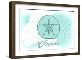 Virginia - Sand Dollar - Teal - Coastal Icon-Lantern Press-Framed Art Print