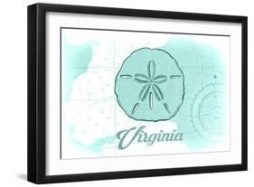 Virginia - Sand Dollar - Teal - Coastal Icon-Lantern Press-Framed Art Print