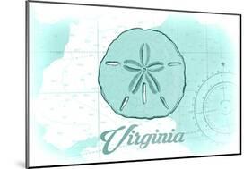 Virginia - Sand Dollar - Teal - Coastal Icon-Lantern Press-Mounted Art Print