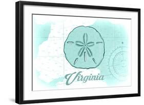 Virginia - Sand Dollar - Teal - Coastal Icon-Lantern Press-Framed Art Print