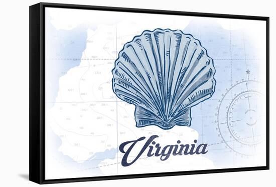 Virginia - Scallop Shell - Blue - Coastal Icon-Lantern Press-Framed Stretched Canvas