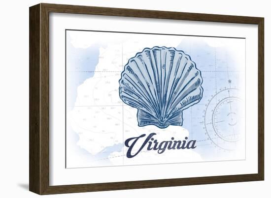 Virginia - Scallop Shell - Blue - Coastal Icon-Lantern Press-Framed Art Print