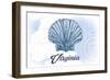 Virginia - Scallop Shell - Blue - Coastal Icon-Lantern Press-Framed Art Print