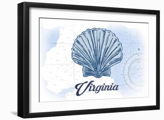 Virginia - Scallop Shell - Blue - Coastal Icon-Lantern Press-Framed Art Print