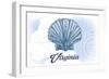 Virginia - Scallop Shell - Blue - Coastal Icon-Lantern Press-Framed Art Print