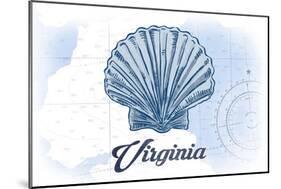 Virginia - Scallop Shell - Blue - Coastal Icon-Lantern Press-Mounted Art Print