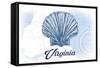 Virginia - Scallop Shell - Blue - Coastal Icon-Lantern Press-Framed Stretched Canvas