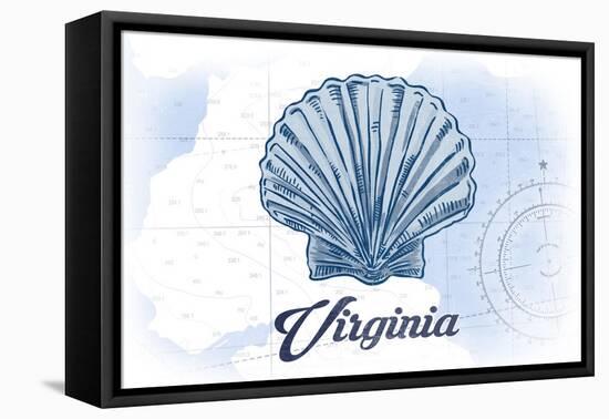 Virginia - Scallop Shell - Blue - Coastal Icon-Lantern Press-Framed Stretched Canvas