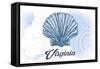 Virginia - Scallop Shell - Blue - Coastal Icon-Lantern Press-Framed Stretched Canvas