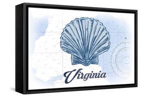Virginia - Scallop Shell - Blue - Coastal Icon-Lantern Press-Framed Stretched Canvas