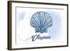 Virginia - Scallop Shell - Blue - Coastal Icon-Lantern Press-Framed Art Print