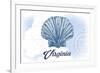 Virginia - Scallop Shell - Blue - Coastal Icon-Lantern Press-Framed Art Print