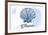 Virginia - Scallop Shell - Blue - Coastal Icon-Lantern Press-Framed Art Print