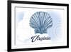Virginia - Scallop Shell - Blue - Coastal Icon-Lantern Press-Framed Art Print