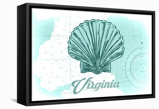 Virginia - Scallop Shell - Teal - Coastal Icon-Lantern Press-Framed Stretched Canvas