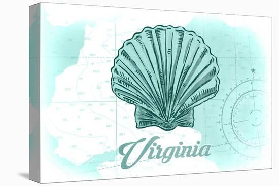 Virginia - Scallop Shell - Teal - Coastal Icon-Lantern Press-Stretched Canvas