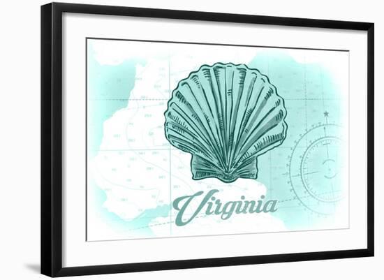 Virginia - Scallop Shell - Teal - Coastal Icon-Lantern Press-Framed Art Print