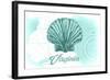 Virginia - Scallop Shell - Teal - Coastal Icon-Lantern Press-Framed Art Print