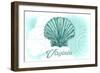 Virginia - Scallop Shell - Teal - Coastal Icon-Lantern Press-Framed Art Print