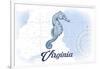 Virginia - Seahorse - Blue - Coastal Icon-Lantern Press-Framed Art Print