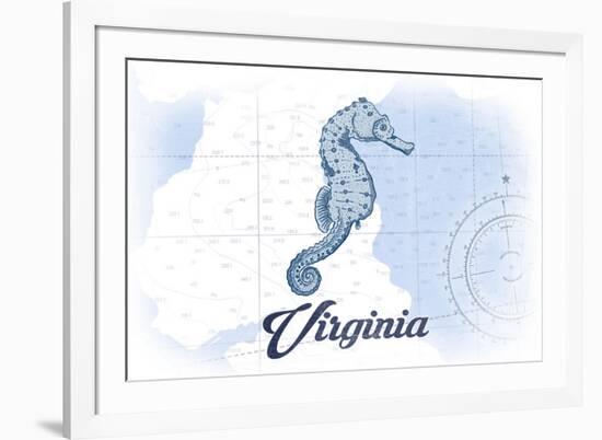 Virginia - Seahorse - Blue - Coastal Icon-Lantern Press-Framed Premium Giclee Print