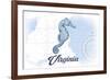 Virginia - Seahorse - Blue - Coastal Icon-Lantern Press-Framed Premium Giclee Print