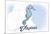 Virginia - Seahorse - Blue - Coastal Icon-Lantern Press-Mounted Premium Giclee Print
