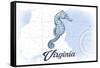 Virginia - Seahorse - Blue - Coastal Icon-Lantern Press-Framed Stretched Canvas