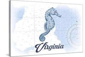 Virginia - Seahorse - Blue - Coastal Icon-Lantern Press-Stretched Canvas