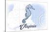 Virginia - Seahorse - Blue - Coastal Icon-Lantern Press-Stretched Canvas