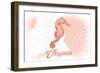 Virginia - Seahorse - Coral - Coastal Icon-Lantern Press-Framed Art Print