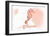 Virginia - Seahorse - Coral - Coastal Icon-Lantern Press-Framed Art Print