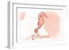 Virginia - Seahorse - Coral - Coastal Icon-Lantern Press-Framed Art Print